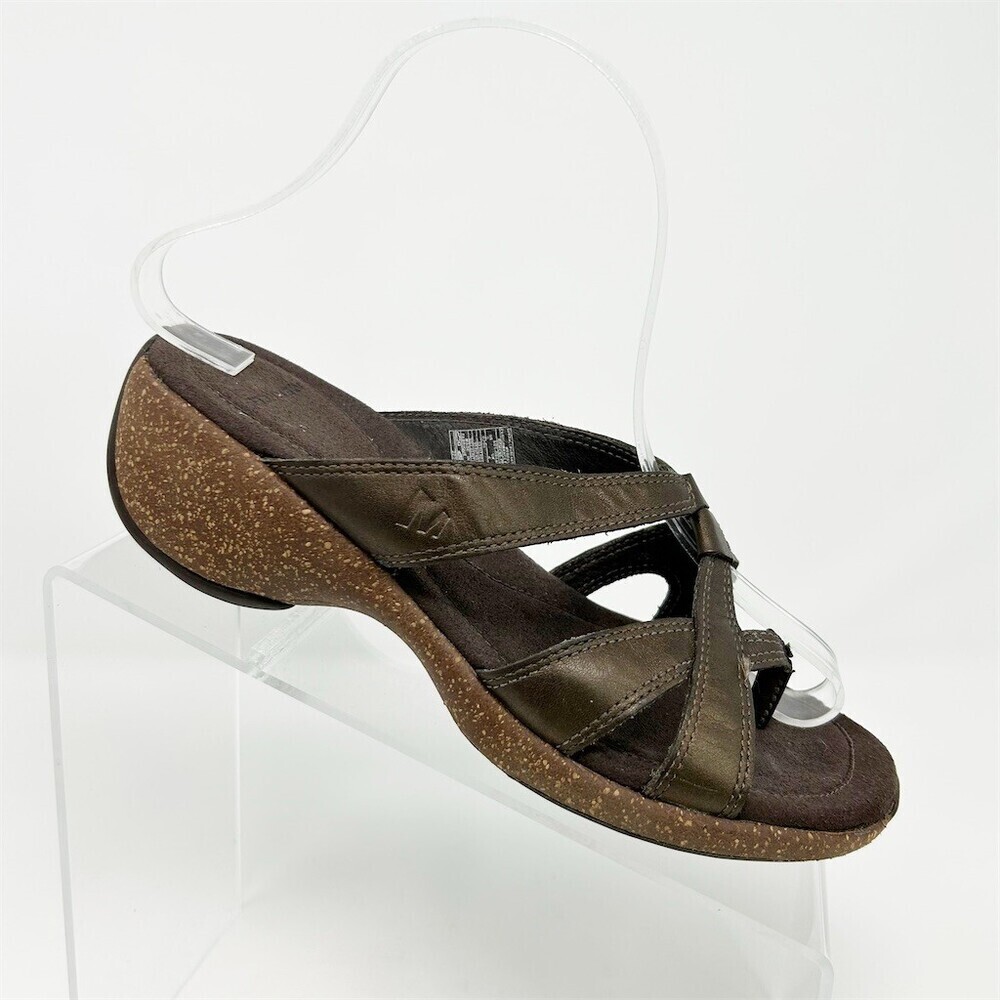 Merrell Sundial Cross Women's Wedge Sandals Brown Slip-On Casual Travel Size 6